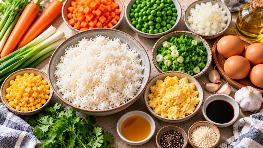 Easy Vegetable Fried Rice with Egg - chart illustration