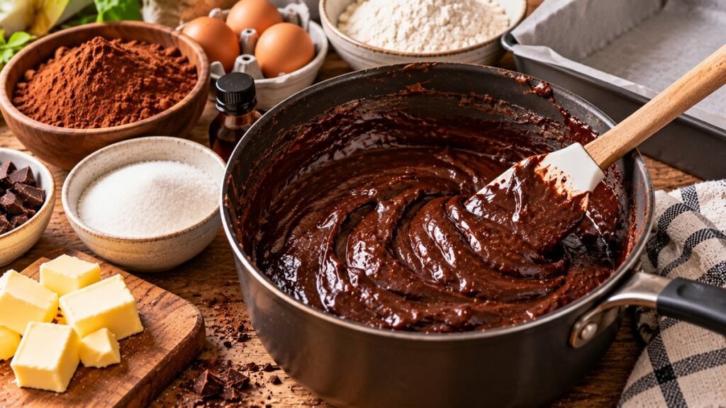 Fudgy Brownies from Scratch with Cocoa Powder - illustration